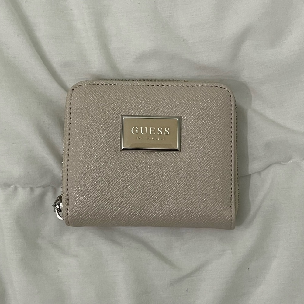 GUESS Beige Wallet with Gold Accents